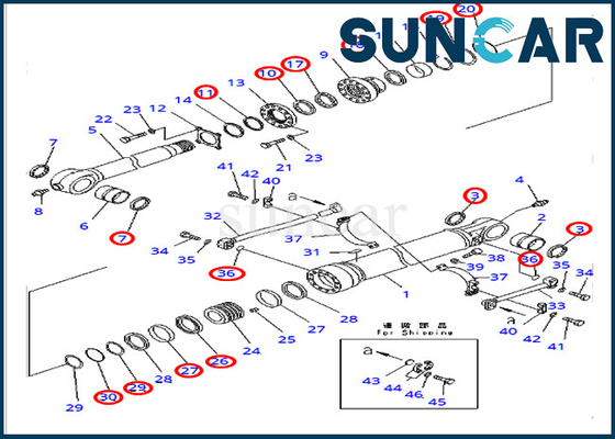 Kit Perbaikan Segel Silinder Bucket 707-99-65220 Untuk Alat Berat PC400-7 PC400LC-7 Komatsu Excavator
