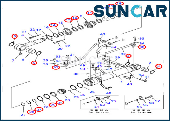 Model PC400-7 PC400LC-7 Komatsu 707-99-50721 Kit Segel Silinder Bucket Kit Penyegelan Excavator 7079950721