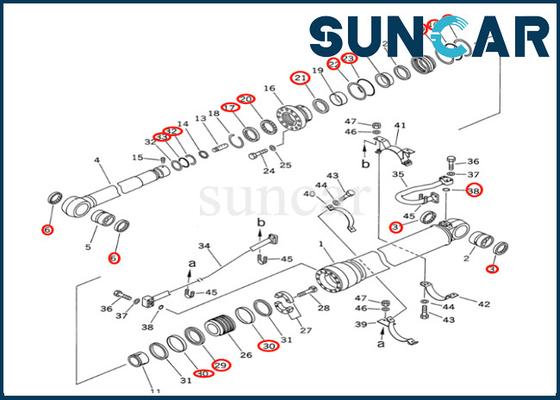 Kit Segel Silinder Lengan Komatsu Kit Segel Silinder Ember 7079968510 707-99-68510 Komatsu Untuk PC400 PC400-6Z