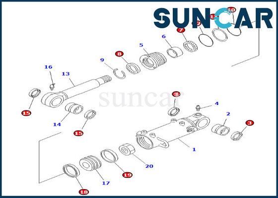 7079832120 707-98-32120 Blade Cylinder Seal Kit Komatsu Untuk PC40-7 PC40R-7 Blade Cylinder Seal Kit