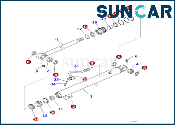 Komatsu Bucket Cylinder Seal Kit 707-98-15780 7079815780 Untuk PC45MR-5 PC45MR-5 Bucket Cylinder Sealing Kit