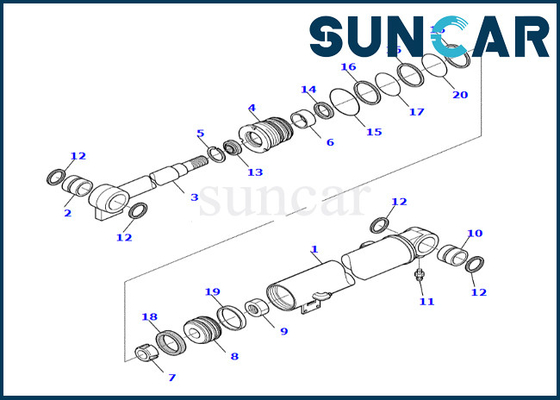 Kit Segel Silinder Boom Tahan Aus 878000539 Untuk Kit Penggantian Silinder Boom PC45R-8 Komatsu