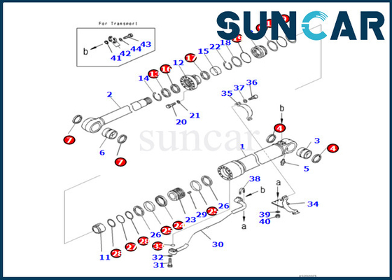 Komatsu 721-98-00130 7219800130 Kit Segel Silinder Boom Cocok untuk PC490LC-11 PC490LCI-11 Kit Penyegelan Silinder Boom
