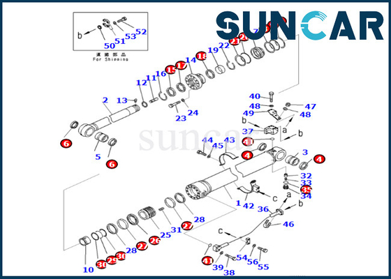 Arm Cylinder Seal Kit 721-98-00140 7219800140 Arm Cylinder Sealing Kit Komatsu Untuk PC490LC-11 PC490-11