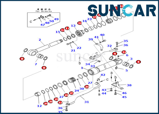 Kit Segel Silinder Komatsu Boom Berkualitas Tinggi Dan Terlaris 707-99-72060 7079972060 Untuk PC490LC-10