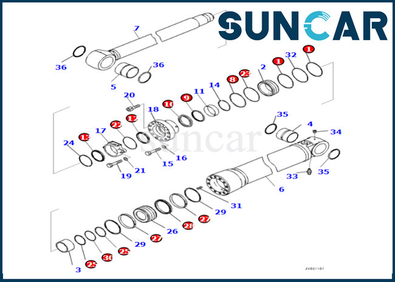 Kit Segel Silinder Boom 7219801720 721-98-01720 Cocok untuk PC490LCI-11 Kit Perbaikan Silinder Boom Komatsu