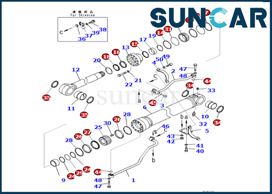 Kit Perbaikan Boom Cylinder 721-98-03990 7219803990 Komatsu Boom Cylinder Seal Kit Untuk PC500LC-10R PC500LC-10M0