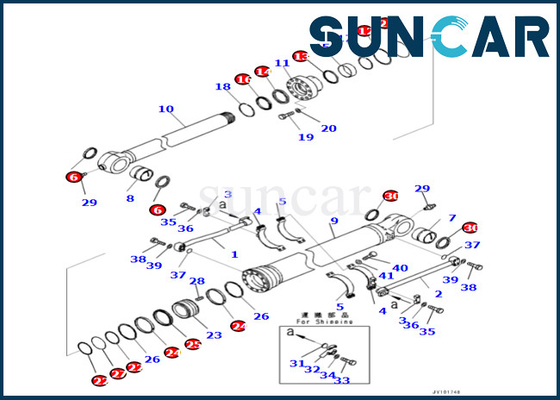 Komatsu 7219804010 721-98-04010 Kit Segel Silinder Bucket Untuk PC500LC-10R PC500LC-10M0