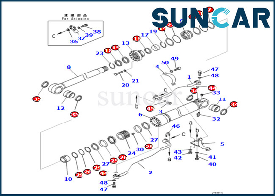 Komatsu Boom Cylinder Sealing Kit 707-99-72131 7079972131 Boom Cylinder Seal Kit Untuk PC500LC-8R PC500LC-8