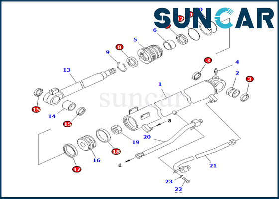 707-98-34180 7079834180 Boom Cylinder Seal Kit Boom Cylinder Replacement Kit Untuk PC50UUM-2 PC58SF-1 Komatsu