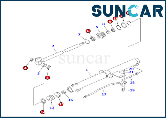 707-98-12320 7079812320 Lengan Geser Silinder Seal Kit untuk PC50UU-2 Komatsu Lengan Geser Silinder Perbaikan Seal Kit