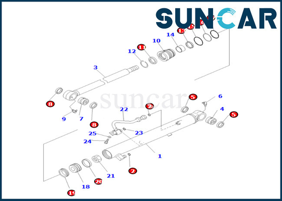 707-98-26200 7079826200 Cocok untuk PC55MR-3 Komatsu Bucket Cylinder Seal Kit Kit Penyegelan Silinder Bucket