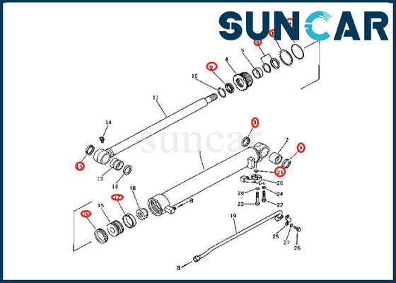 201-63-36700 2016336700 Arm Cylinder Seal Kit Untuk PC60-2 PW60-1 Komatsu Arm Cylinder Sealing Kit