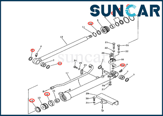 Kit Segel Silinder Bucket Komatsu 2016326700 201-63-26700 Cocok untuk PC60-2 PC60U-3 Kit Perbaikan Silinder Bucket