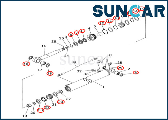 Kit Servis Silinder Lengan 707-99-35230 7079935230 Kit Segel Silinder Lengan Cocok untuk PC60-7 PC60-7S Komatsu