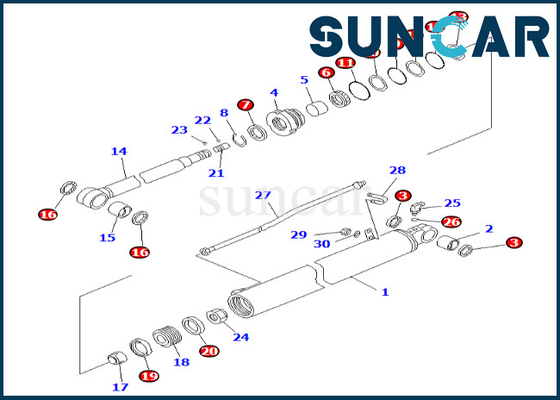707-98-35181 7079835181 Arm Cylinder Seal Kit Komatsu Untuk BR200T-1 BR200T-1A Arm Cylinder Sealing Kit