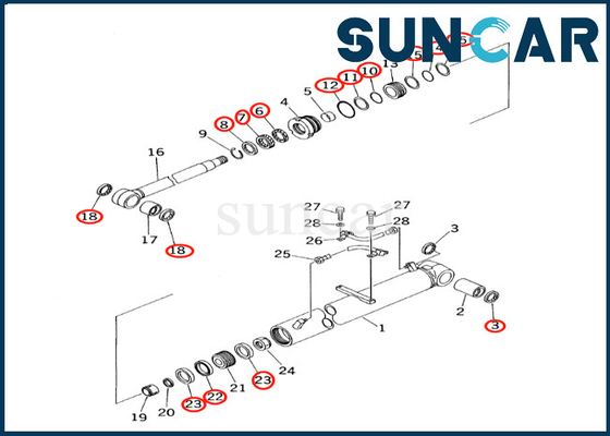 Kit Perbaikan Silinder Boom 7079936630 707-99-36630 Komatsu PC60-7 PC60-7S Kit Penyegelan Silinder Boom