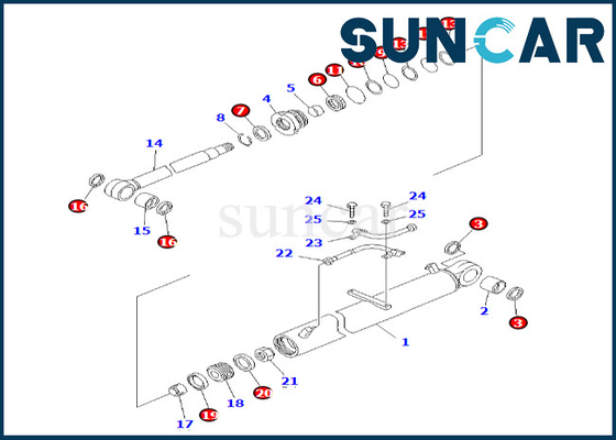Kit Servis Boom Cylinder 7079836590 707-98-36590 Kit Seal Silinder Boom Komatsu Cocok untuk PC60-7 PC60-7S