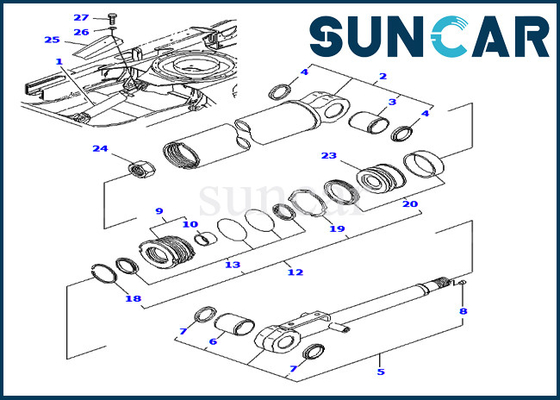Blade Cylinder Repair Seal Kit YM172151-72940 Kit Servis Komatsu Untuk Model PC40FR-1 PC50FR-1 Excavator
