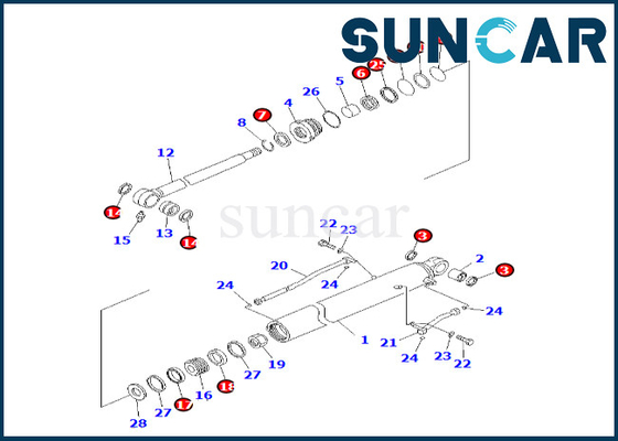 Komatsu 707-99-26710 7079926710 Bucket Cylinder Seal Kit Untuk PC60-8 PC70-8 Bucket Cylinder Sealing Kit