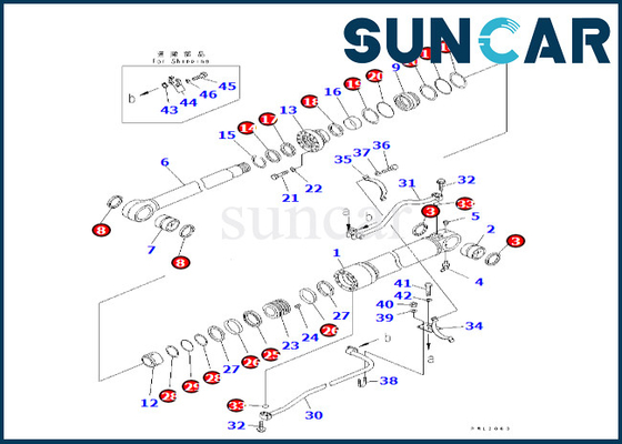 Komatsu 707-99-68580 7079968580 Boom Cylinder Seal Kit Cocok untuk PC600LC-7 PC600LC-6A Boom Cylinder Repair Kit
