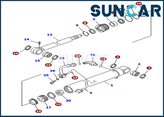 Komatsu 707-98-32520 7079832520 Blade Cylinder Repair Seal Kit Untuk Excavator Bagian Dalam PC40MR-1 PC45MR-1