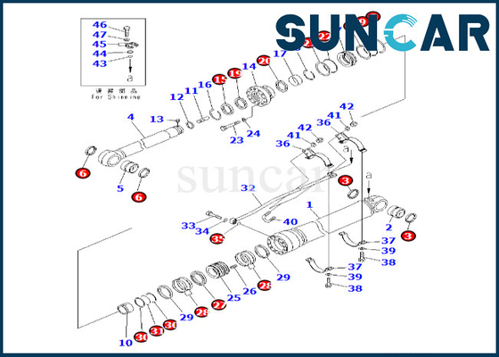 7079976300 707-99-76300 Arm Cylinder Seal Kit Komatsu Untuk PC600-8 PC600-8R Arm Cylinder Sealing Kit