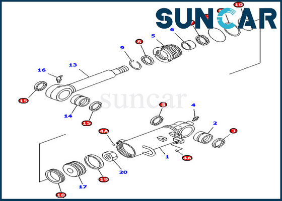 707-98-32540 7079832540 Blade Cylinder Repair Seal Kit Untuk PC40MR-1 PC45MR-1 Komatsu Bagian Dalam