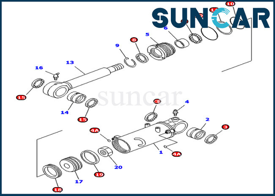 Blade Cylinder Seal Kit 707-98-32900 7079832900 Komatsu Bagian Dalam Untuk Excavator Uni Eropa PC40MRX-1 PC45MRX-1
