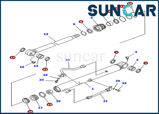 Kit Segel Bucket Komatsu 707-98-15690 7079815690 Kit Servis Silinder Cocok untuk Excavator PC40MR-1 PC40R-8