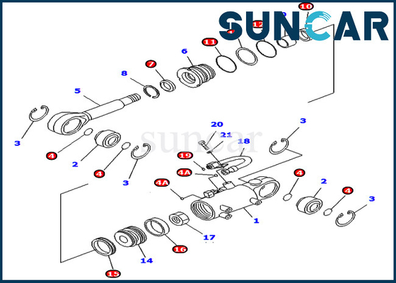 707-98-24730 Kit Segel Silinder Kemiringan Ketahanan Aus Excavator Komatsu PC40MR-1 PC45MR-1 Kit Perbaikan