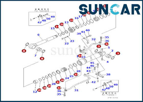 707-99-76131 7079976131 Komatsu Boom Cylinder Seal Kit Untuk PC600-8 PC600-8R Boom Cylinder Repair Kit