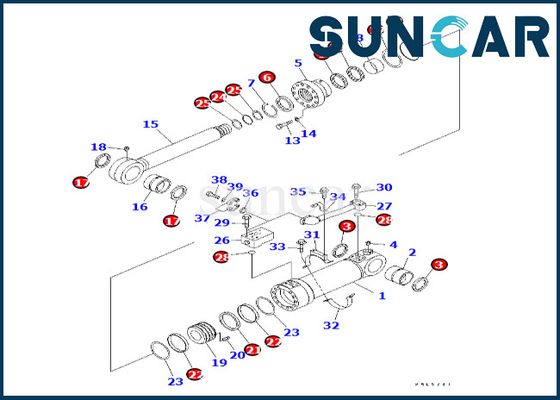 Kit Segel Silinder Dump Bawah Komatsu 707-99-56220 7079956220 Cocok untuk PC600LC-6A PC600-8