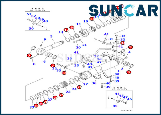 Kit Segel Silinder Bucket 707-99-69790 7079969790 Untuk PC600-8 PC600-8R Komatsu Kit Penyegelan Silinder Bucket
