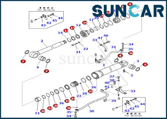 707-99-68480 7079968480 Kit Segel Silinder Boom Komatsu Cocok untuk PC700LC-8E0 PC650LC-8E0