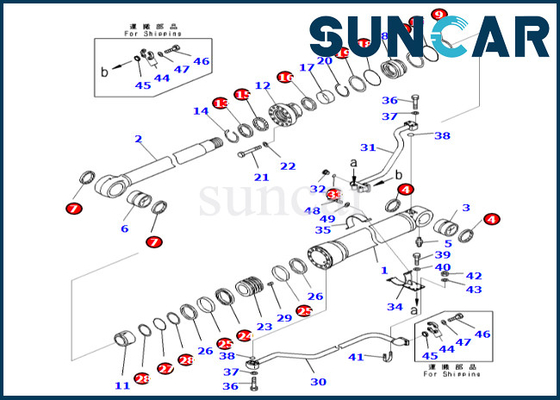 Boom Cylinder Seal Kit 7079968481 707-99-68481 Untuk PC700LC-8E0 PC650LC-8E0 Komatsu Boom Cylinder Repair Kit