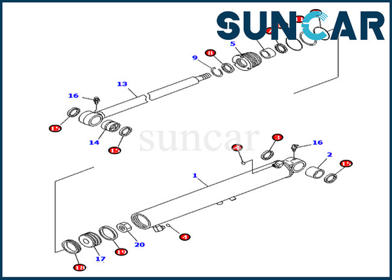 707-98-29510 7079829510 Boom Swing Cylinder Seal Kit Untuk Oversea Spesifikasi Mesin PC40MR-2 Komatsu