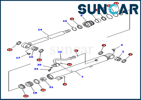 Kit Segel Minyak Bucket 707-98-15760 Suku Cadang Komatsu PC40MR-2 Kit Servis Excavator Silinder Hidraulik