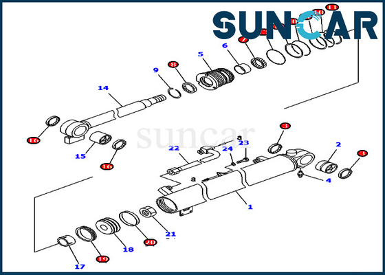 KOMATSU 707-98-34610 7079834610 Kit Perbaikan Segel Boom Silinder Untuk Model Peralatan PC40R-8 PC45R-8