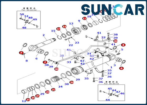 Kit Perbaikan Silinder Bucket 707-99-69550 7079969550 Komatsu Kit Segel Silinder Bucket Cocok untuk PC700LC-8E0 PC800-8E0