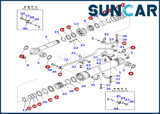 Kit Segel Silinder Bucket Berkualitas Tinggi 707-99-69560 7079969560 Untuk PC700LC-8E0 PC650LC-8E0 Komatsu