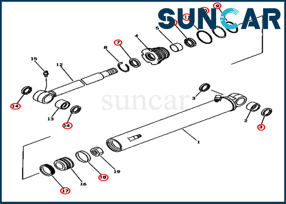 Suku Cadang Servis Komatsu PC45-1 707-98-25620 7079825620 Kit Segel Silinder Boom Swing Kit Perbaikan