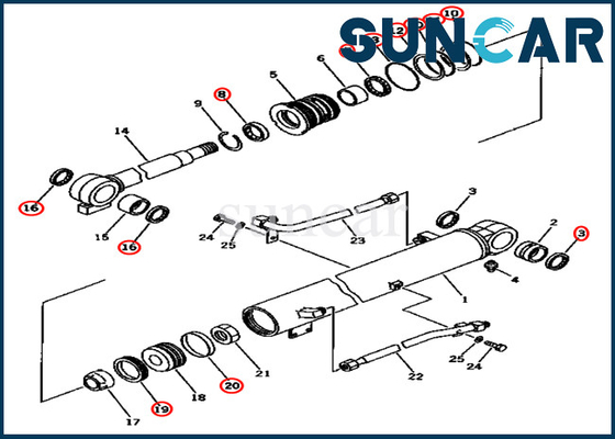 707-98-34140 Boom Cylinder Repair Seal Kit 7079834140 Untuk Model PC45-1 PC50UG-2 Komatsu