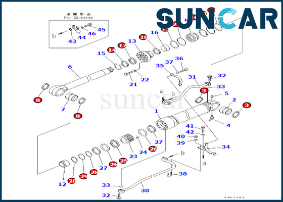 Komatsu 7079968680 707-99-68680 Boom Cylinder Seal Kit Cocok untuk PC600LC-6A Boom Cylinder Sealing Kit