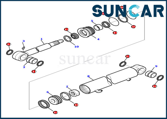 PC45R-8 PC45-1 Excavator Sealing Kit 878000416 Lengan Hidrolik Penggantian Silinder Minyak Seal Kit
