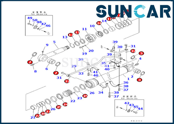 707-99-68690 7079968690 Kit Segel Silinder Bucket Cocok untuk PC600LC-6A Komatsu Kit Perbaikan Silinder Bucket