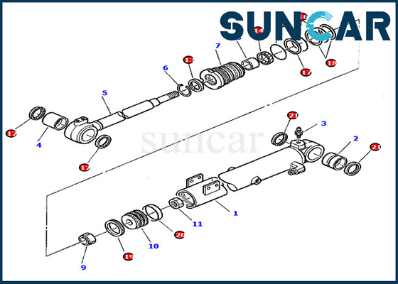 PC45-1 Excavator Komatsu 878000415 Kit Segel Silinder Boom Kit Penggantian Hidrolik Ketahanan Aus