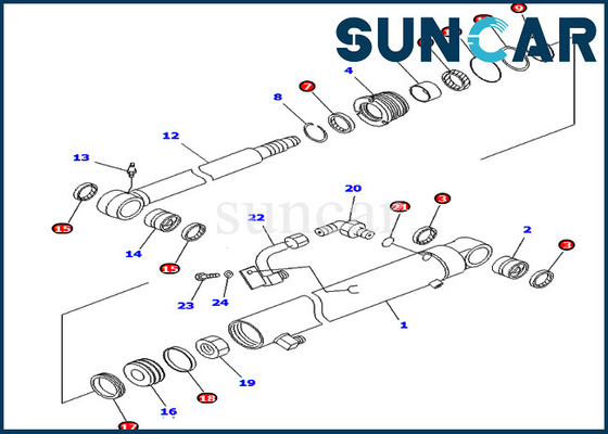 Kit Servis Lengan Silinder 707-98-25830 7079825830 Excavator Komatsu PC45MR-1 PC45MRX-1 Kit Penyegelan PC45R-8