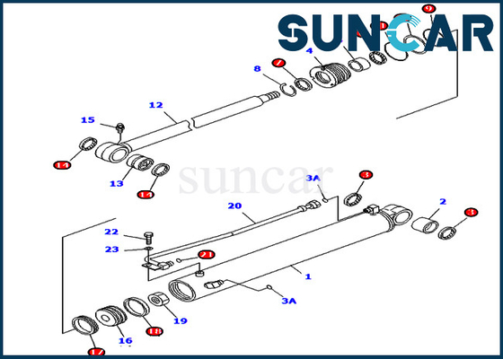 PC45MR-1 PC45MRX-1 KOMATSU 707-98-29620 7079829620 Boom Swing Seal Kit Perbaikan Silinder Hidrolik