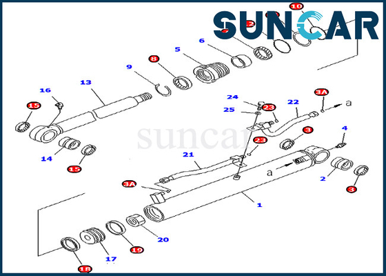 707-98-25360 7079825360 Bucket Cylinder Repair Seal Kit Cocok Untuk Excavator PC45MR-1 Komatsu Bagian Dalam
